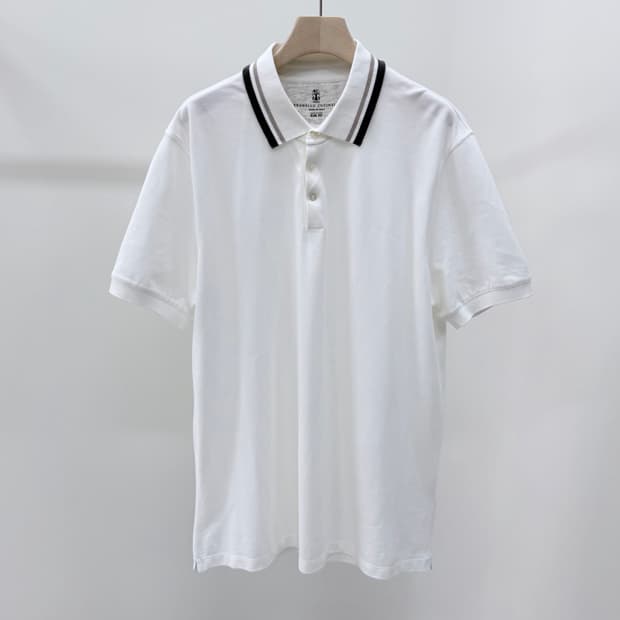[S+급/2XL] 브루넬로 쿠치넬리 폴로 반팔 카라티 화이트