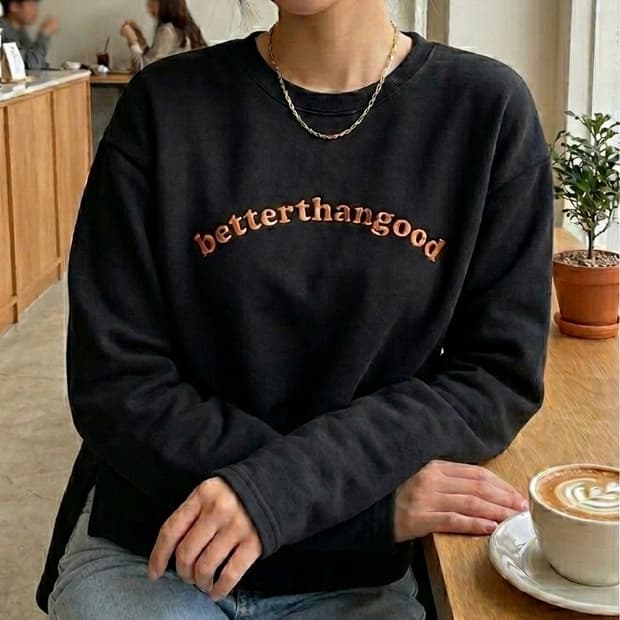 Saladbowls 블랙 기모 맨투맨