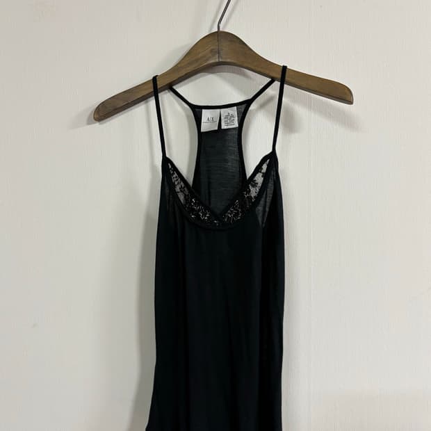 [A|X Armani Exchange] 글리터 레이스 레이서백 탑 