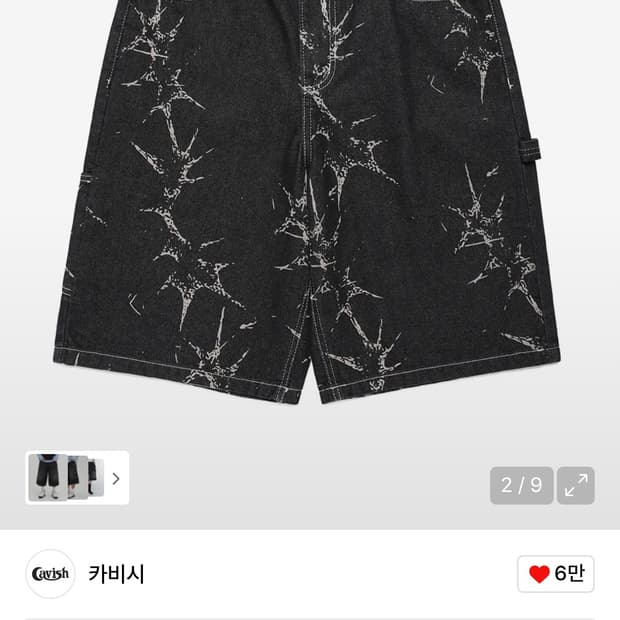 PRINTED CARPENTER DENIM SHORTS BLACK