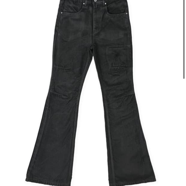 smallstupidtunes waxed flare denim