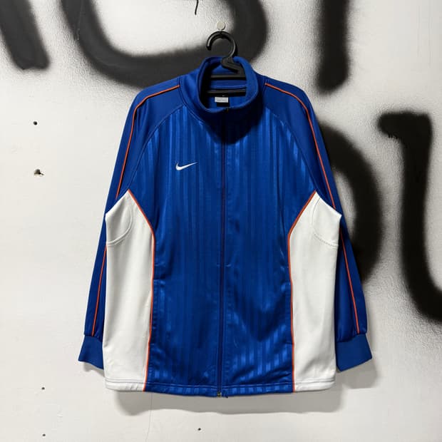 나이키 올드스쿨 스트라이프 배색 빅 스우시 집업 져지 자켓