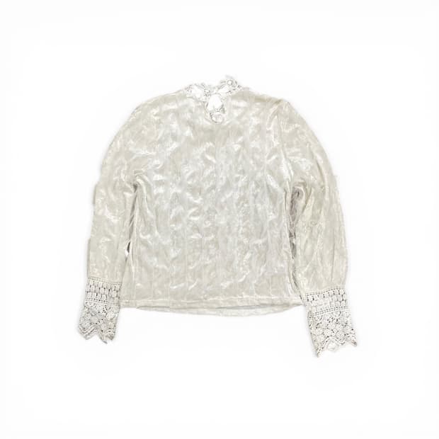 White Frill Velvet Sweatshirt