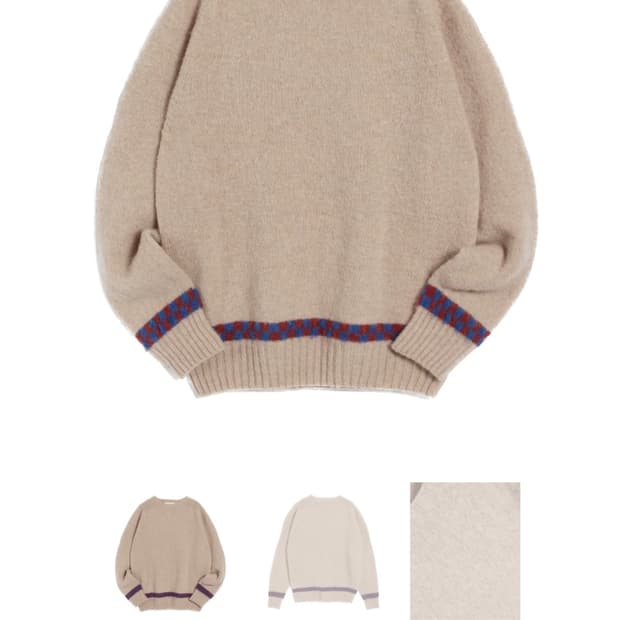 YMC 스코틀랜드 베이지색 울 니트 스웨터 m 쉐기독