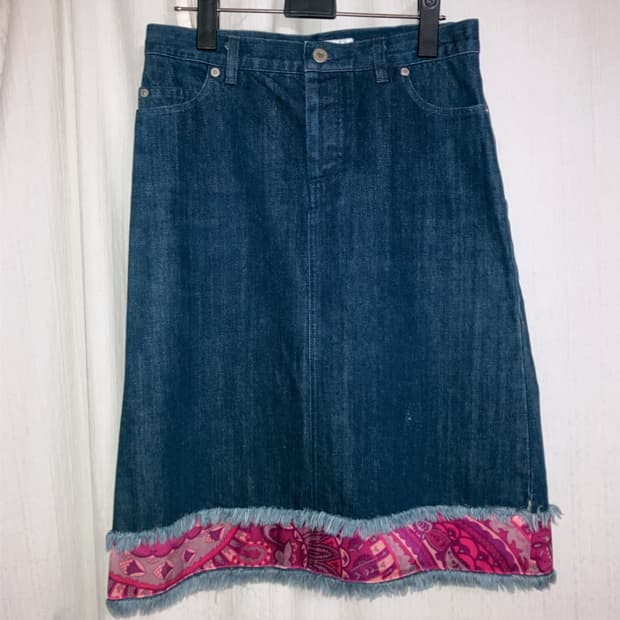 Jil stuart denim skirt 에스닉 페이즐리 히피 데님스커트