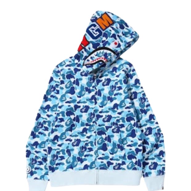 베이프 ABC 카모 샤크 집업 블루