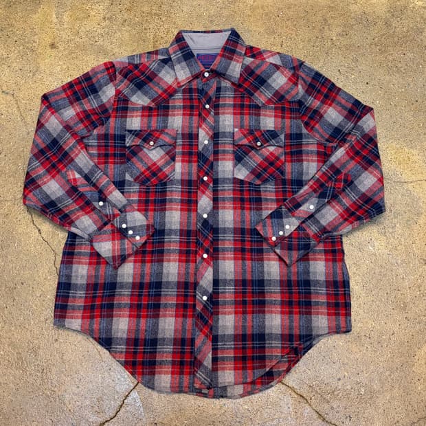 90s Made in Korea 생산 미국 빈티지 울 체크셔츠 