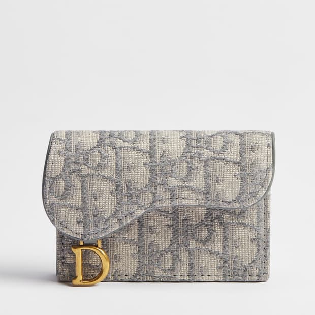 디올 오블리크 새들플랩 카드지갑