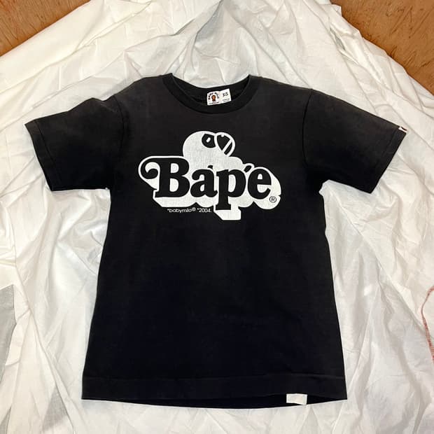 베이프 2004년도 베이비마일로 블랙 로고 반팔 티셔츠