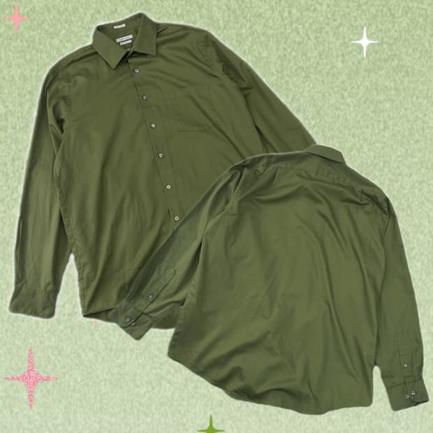 Van Heusen  올리브 카키 오버핏 셔츠 아메카지 보헤미안 스트릿