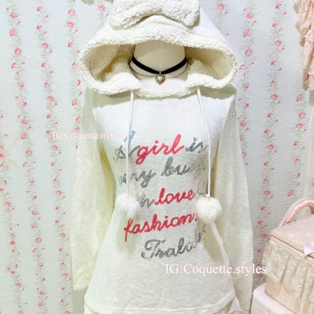 트랄라라 폼폼이 리본 후드