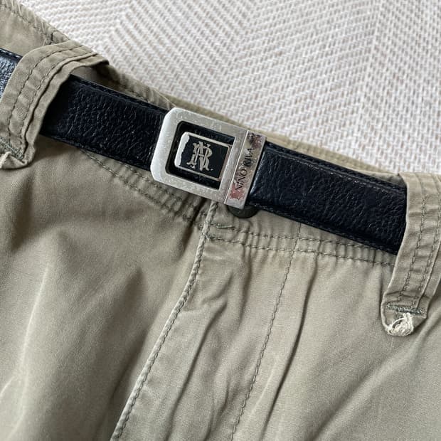 nino riva 실버 버클 레더 벨트  J03822