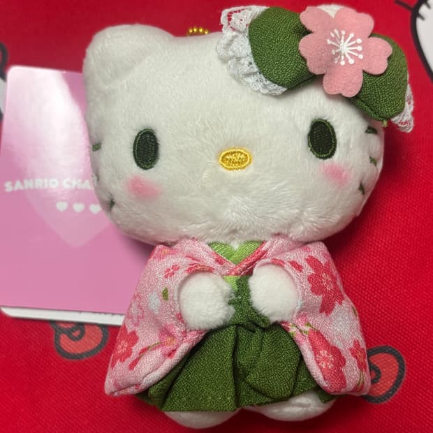 산리오 말차 벛꽃 기모노 키티 마스코트 인형키링