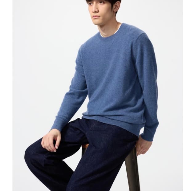 유니클로 캐시미어 니트 블루 XL 새상품