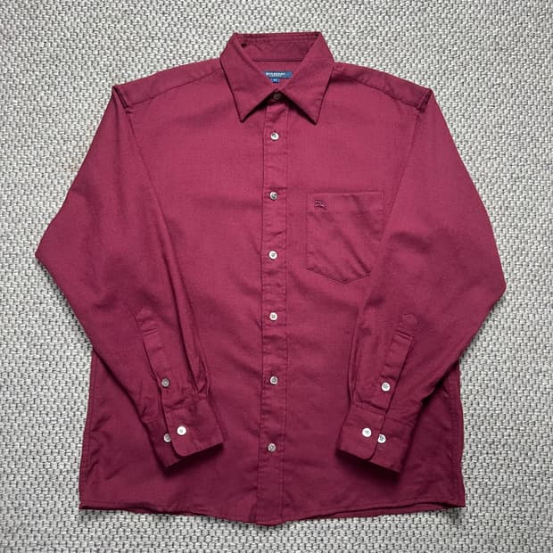 버버리 울 셔츠 버건디 M