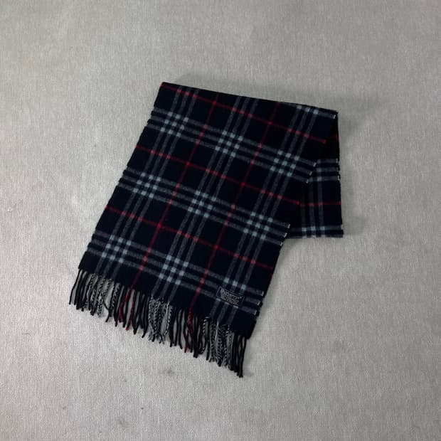 버버리 노바체크 램스울 네이비 머플러