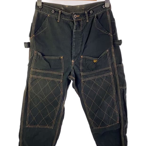 캐피탈 씬 캔버스 와이드 럼버 팬츠 블랙