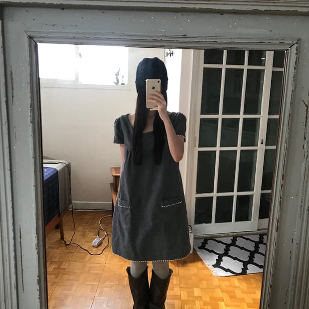 vintage grey pocket one-piece