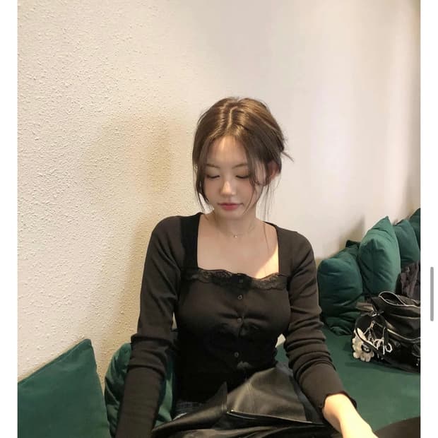 제니오 [made] 벨 레이스 가디건/블랙