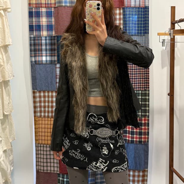 양가죽 폭스털 레이어드 무스탕