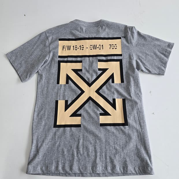 오프화이트 18-19 fw 옐로우 에로우 반팔 티셔츠 그레이 L