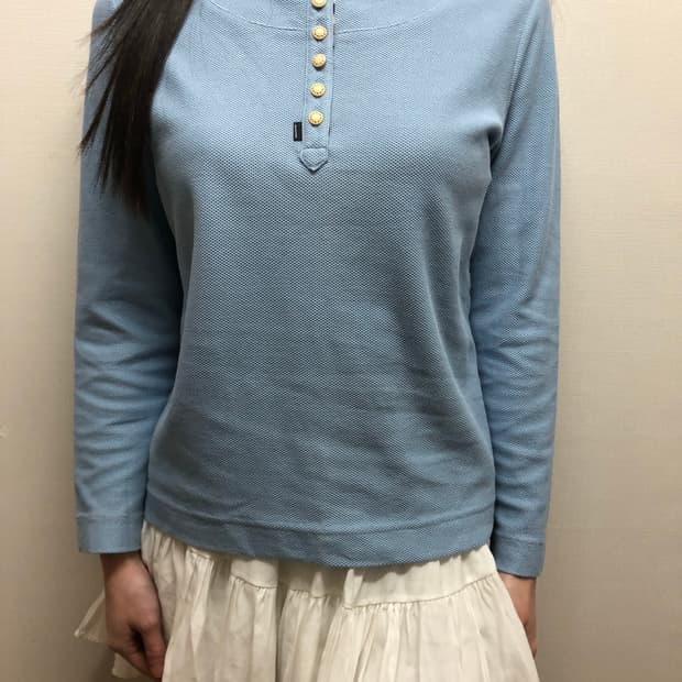 빈티지 파스텔블루 버튼 롱 슬리브