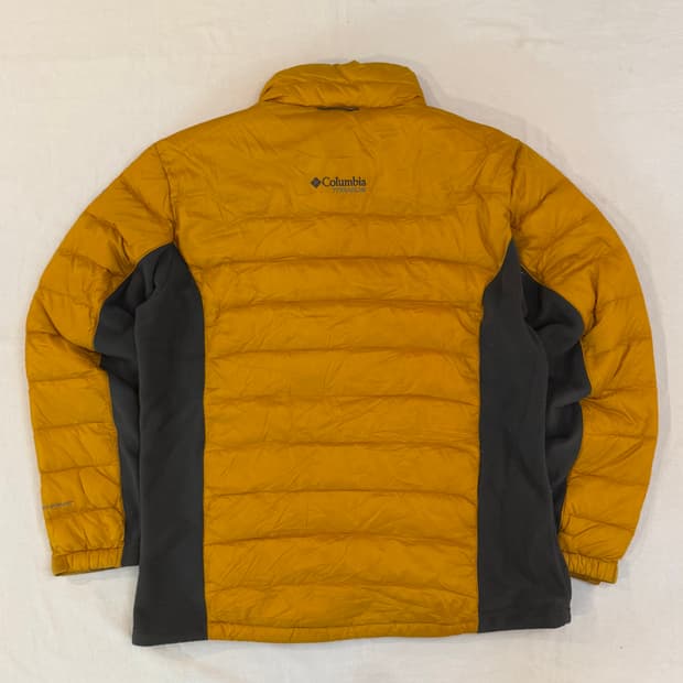 컬럼비아 센터로고 하이브리드 구스 경량패딩 플리스 옐로우