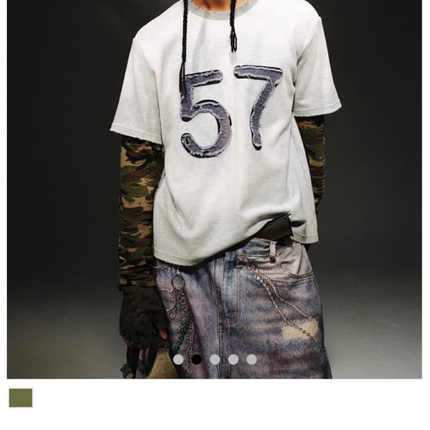 [TRE CLUB] Fake Two Piece Camouflage Lon