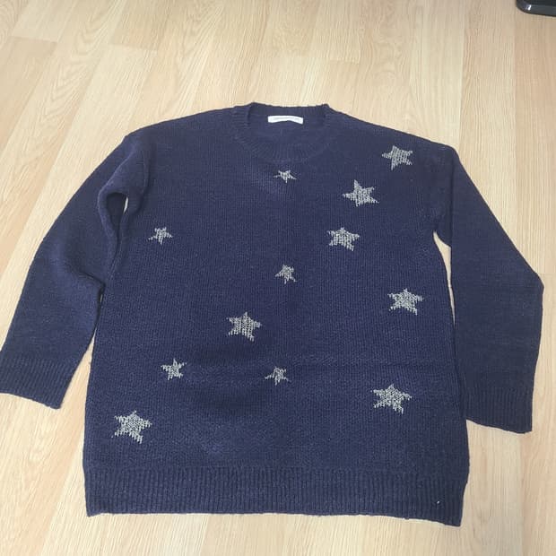 여성 빈티지 별 니트 (자수)