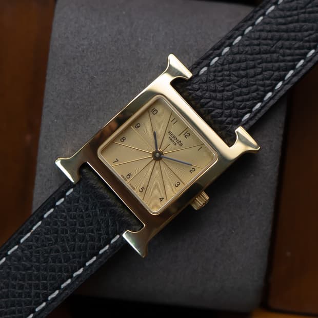 에르메스 H아워 골드 스몰 쿼츠 시계