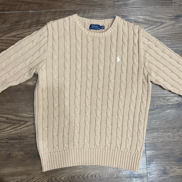 폴로 랄프로렌 화이트포니 베이지 케이블 니트 스웨터