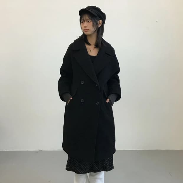 Pageboy Double Breasted Black Coat