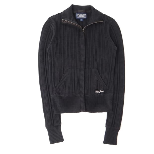 폴로진스 케이블 니트 집업 크롭 가디건