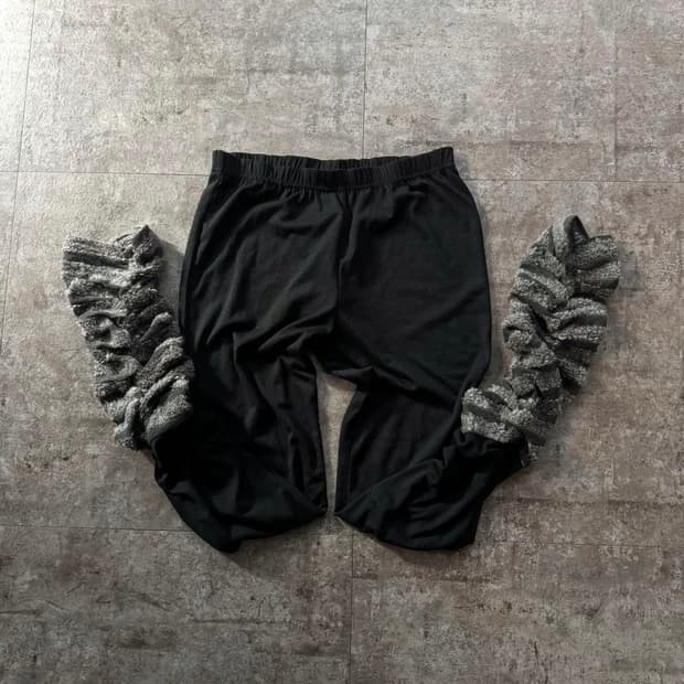 shirring knitted detail leggings