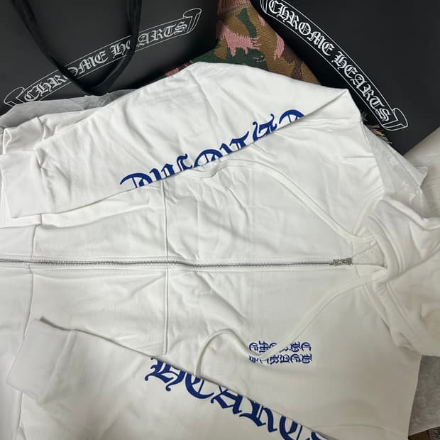 크롬하츠 1988 버티컬 후드집업 블루 화이트