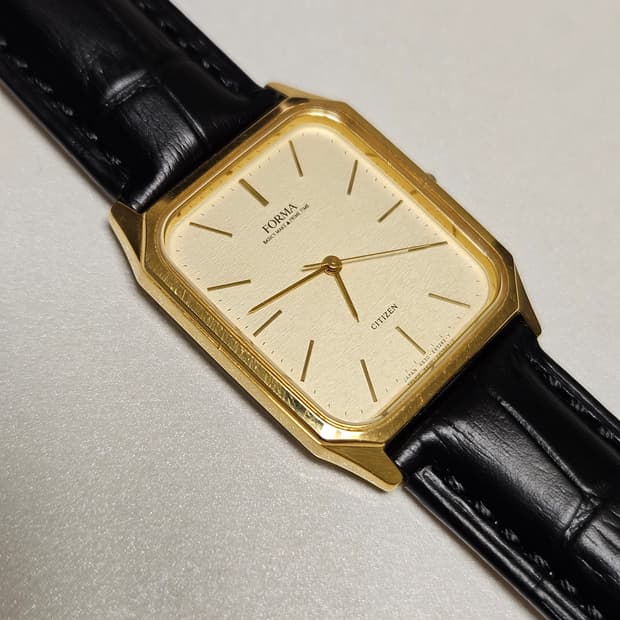 빈티지 시티즌 포르마 금장 가죽 시계