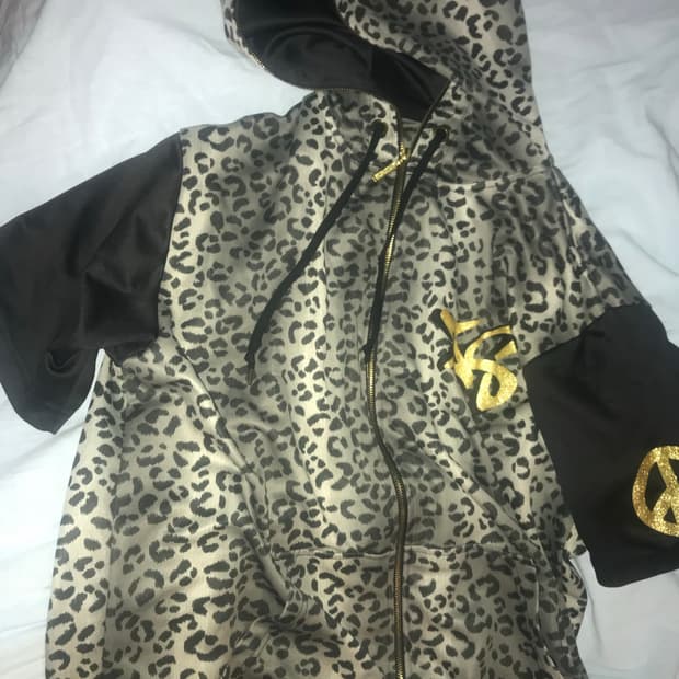 y2k 반팔 호피 후드집업 펑크 락시크 빈티지 갸루 옷