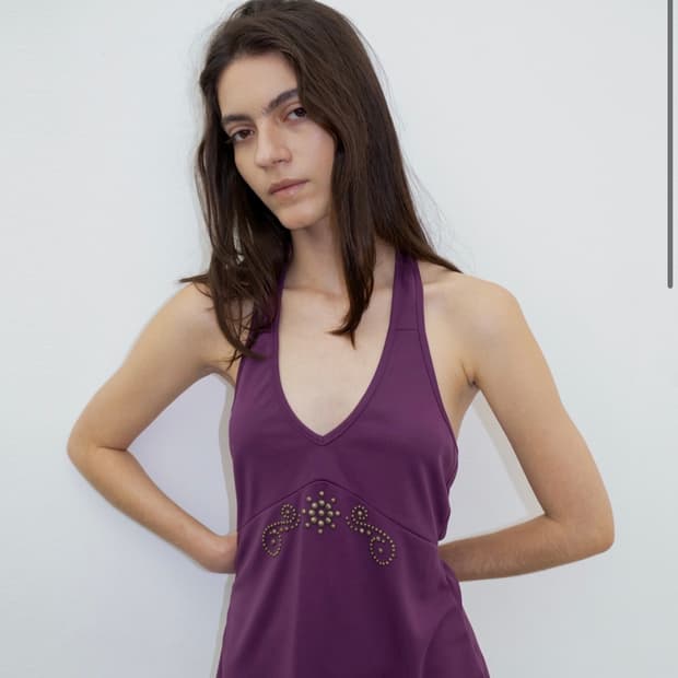 STUDDED HALTER TOP_ONZI EDITION, PURPLE