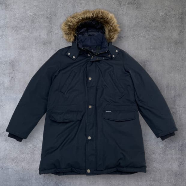 브룩스브라더스 네이비 다운 퍼 후드 패딩 파카 L
