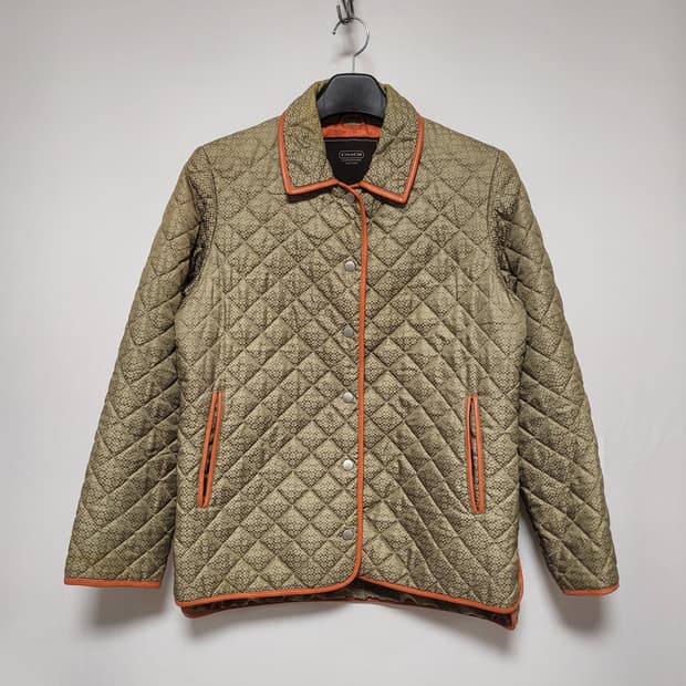 코치 가죽디테일 퀄팅자켓