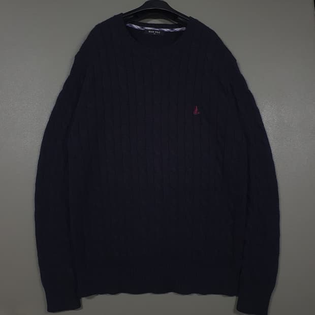 110 (2XL) 빈폴 케이블 울 캐시미어 니트 라운드넥 꽈배기 스웨터