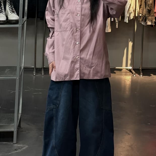 오라리 워시드 핀스트윌 빅셔츠 라이트핑크 A3642