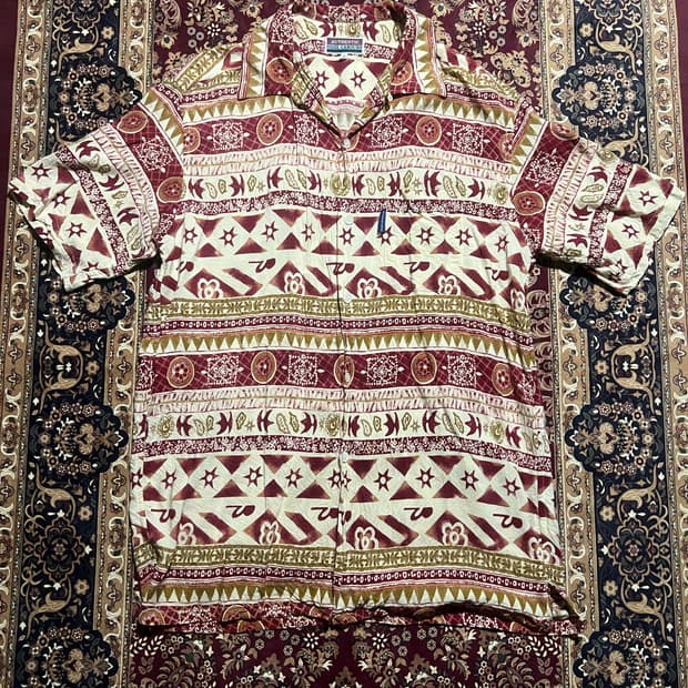 나이젤 카본 AUTHENTIC 에스닉 패턴 오픈카라 반팔 셔츠