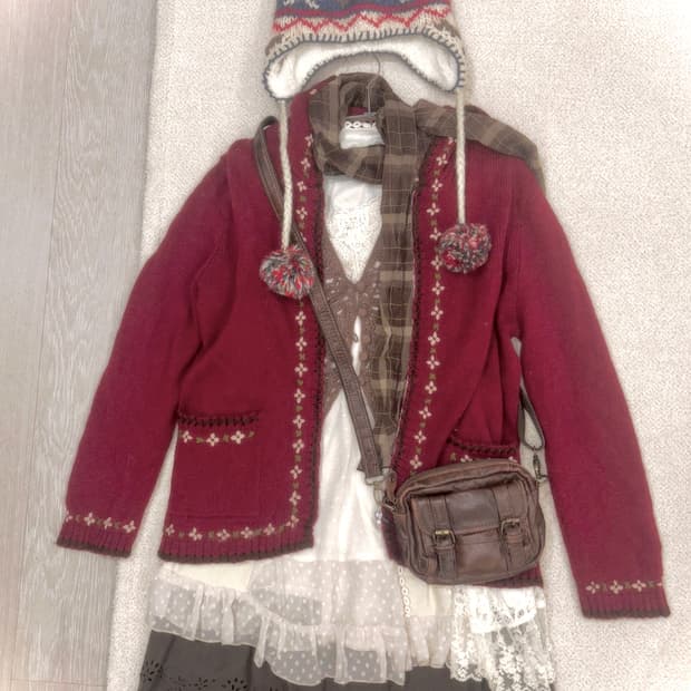 빈티지 하구미 모리 니트 후드집업 귀도리모자 니혼진 너드 코코모리 지구샵