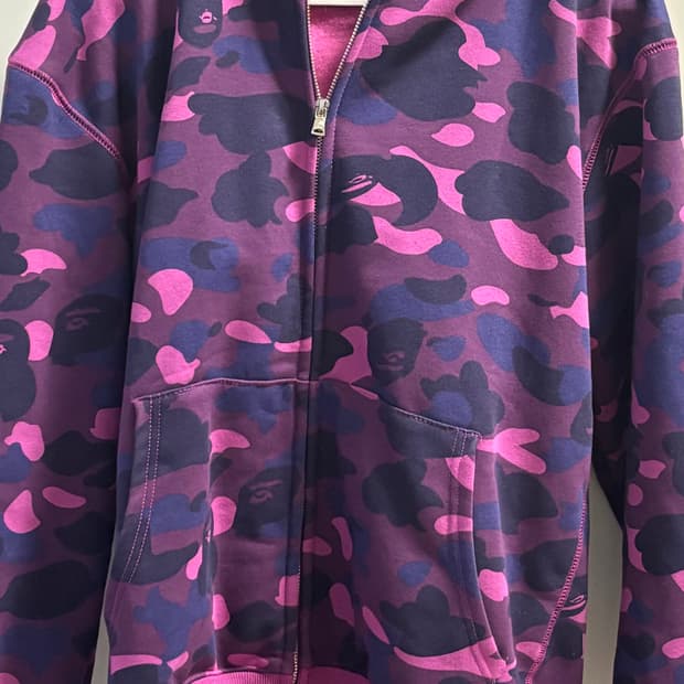 베이프 퍼플 카모 후드 집업 L