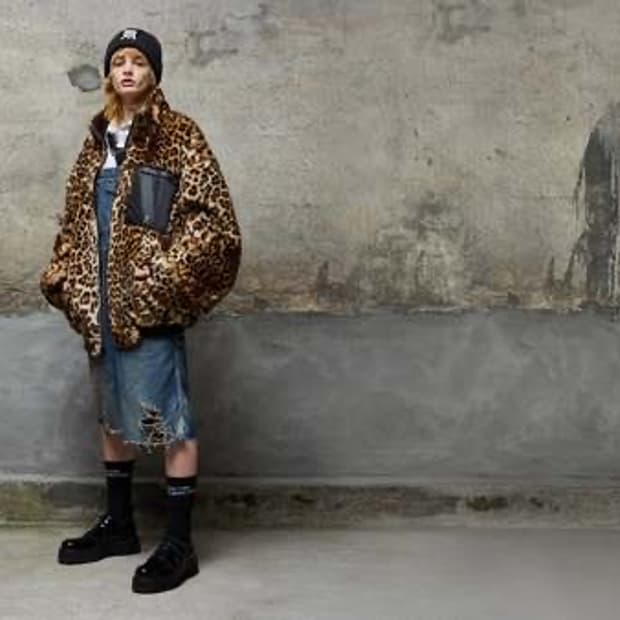 r13 레오파드 리버시블 퍼 봄버