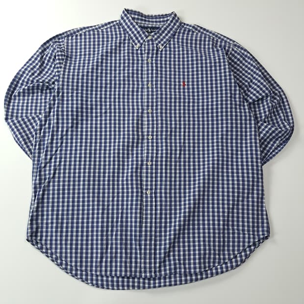 CJ851 2XL 폴로 빅사이즈 90s 네이비 마이크로체크 셔츠 남방