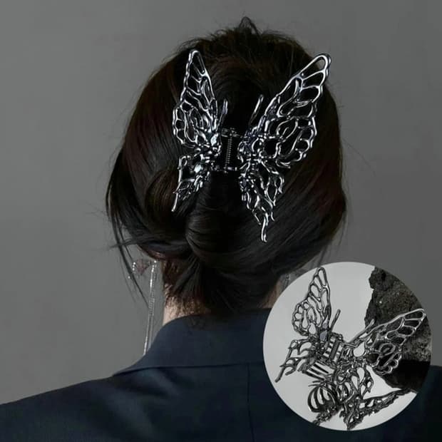 메탈 트라이벌 퓨처리즘 대형 금속 나비 집게핀 