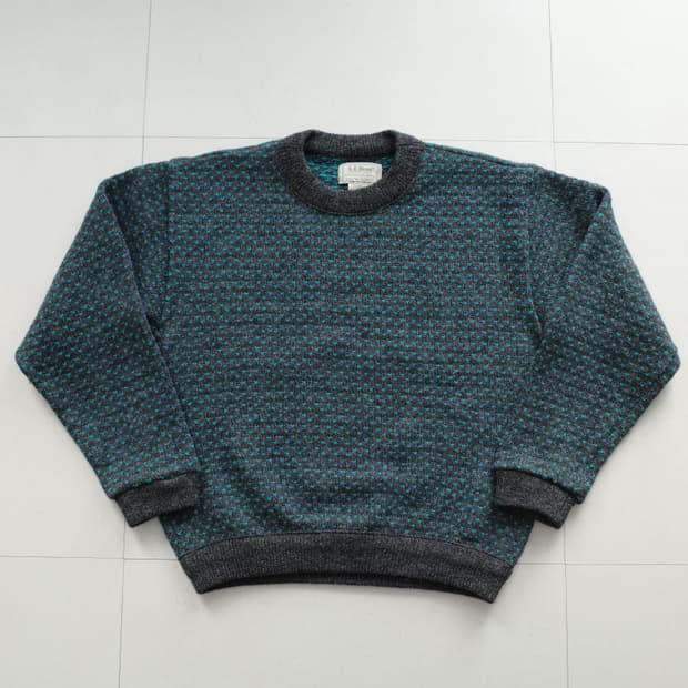90s 엘엘빈 노르웨이 생산 울혼방 버드아이 피셔맨 니트 