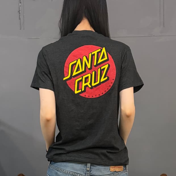 00’s 빈티지 블랙 산타크루즈 백프린팅 반팔티